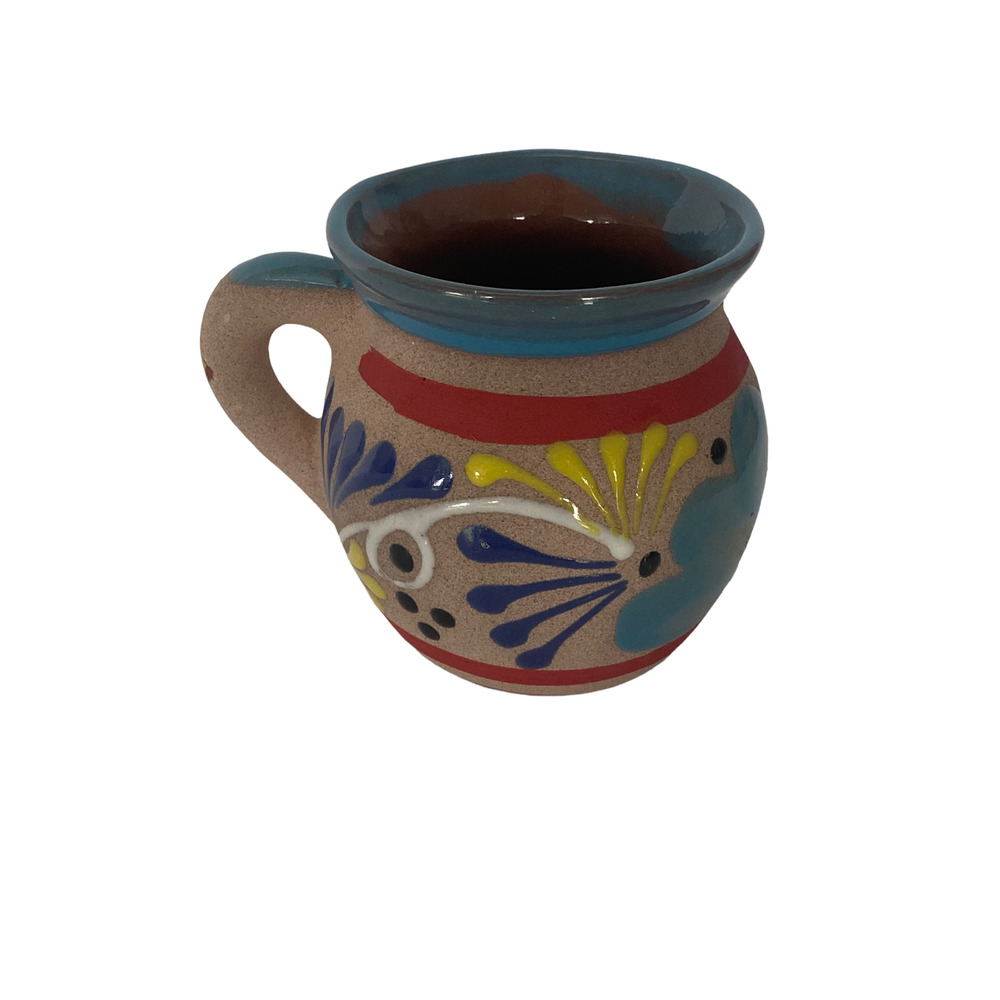 Jarrito De Barro Coffee Mug Mexican Clay Sandstone Pottery Folk Art Cup